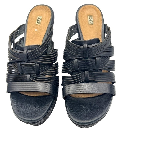 Ugg Black Melinda Platform Wedge Sandals Woman’s Size 9 - Picture 2 of 12
